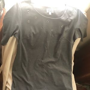 Gray dress with grommet decorations